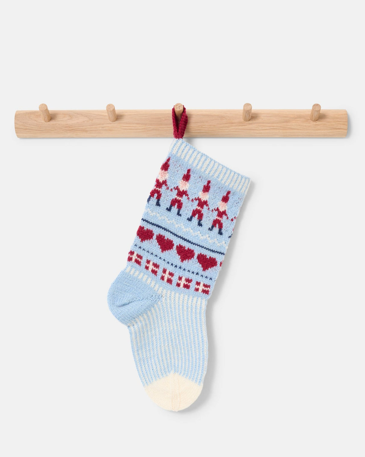 LF08 - Strikket julesok med julemænd og flag