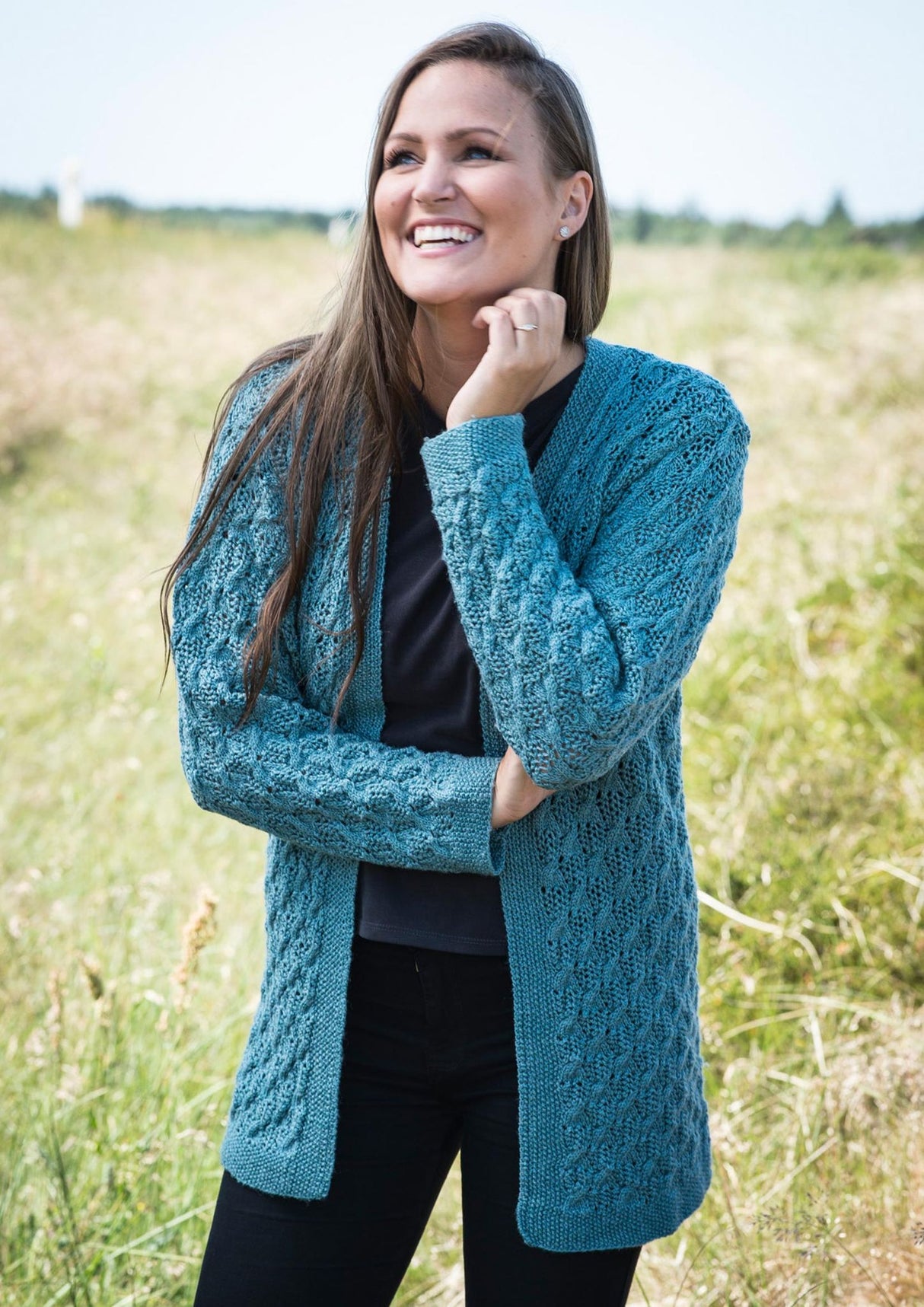 Cardigan med hulmønster