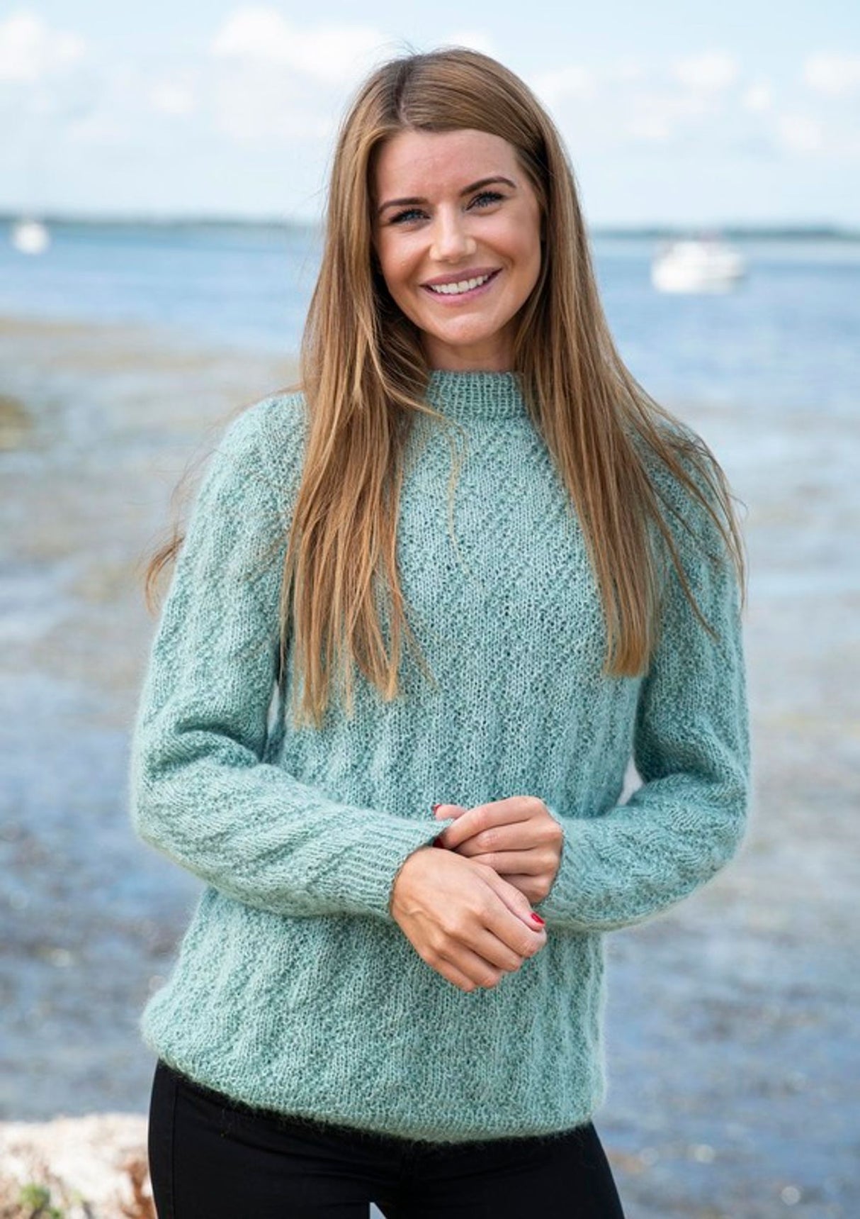 Sweater med ret- og vrangmønster