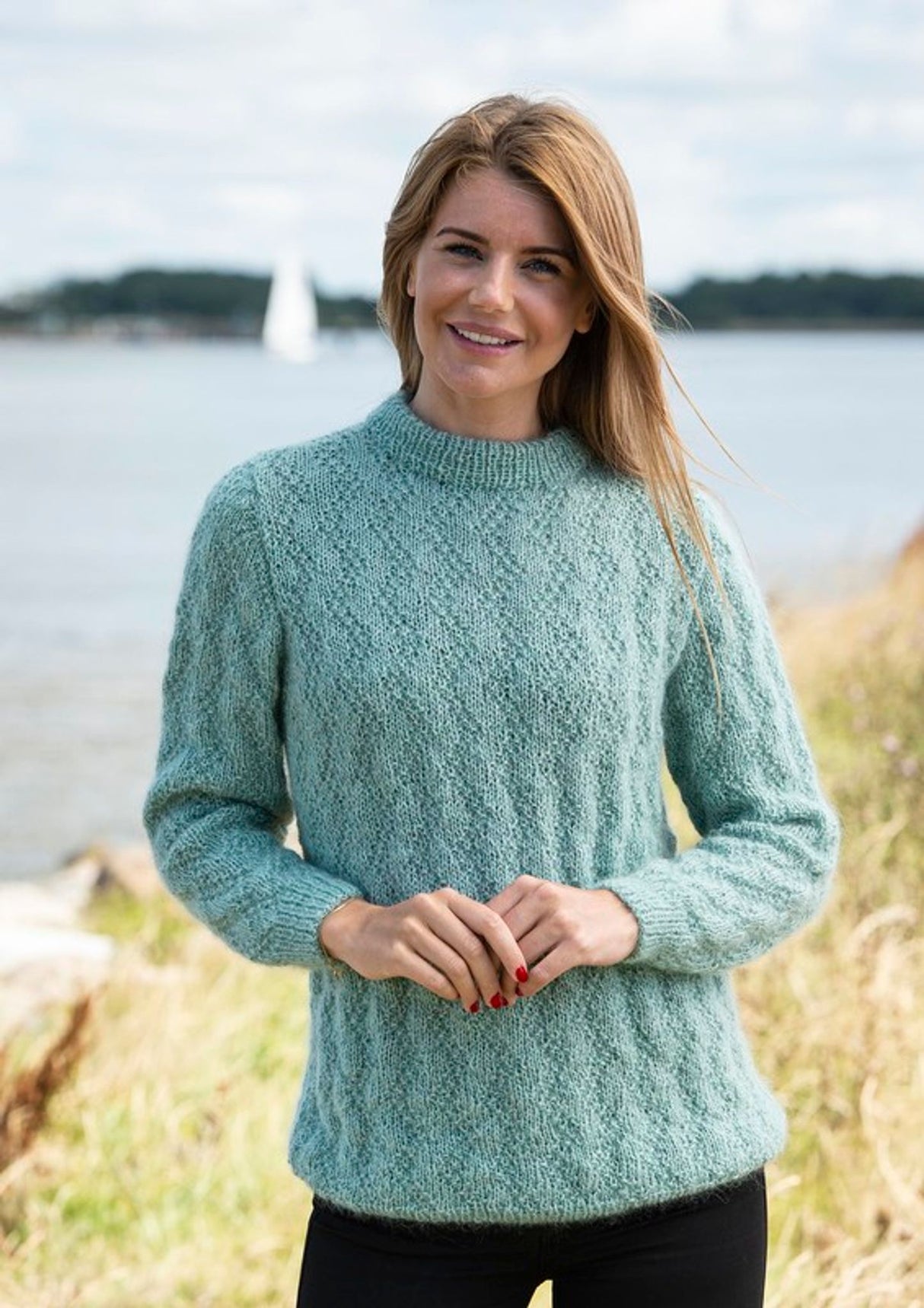Sweater med ret- og vrangmønster