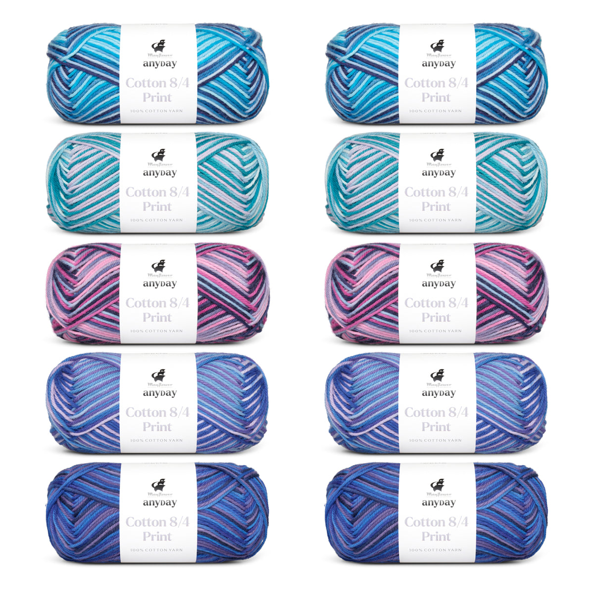 ANYDAY Cotton 8/4 Print Colorbag 10-pak