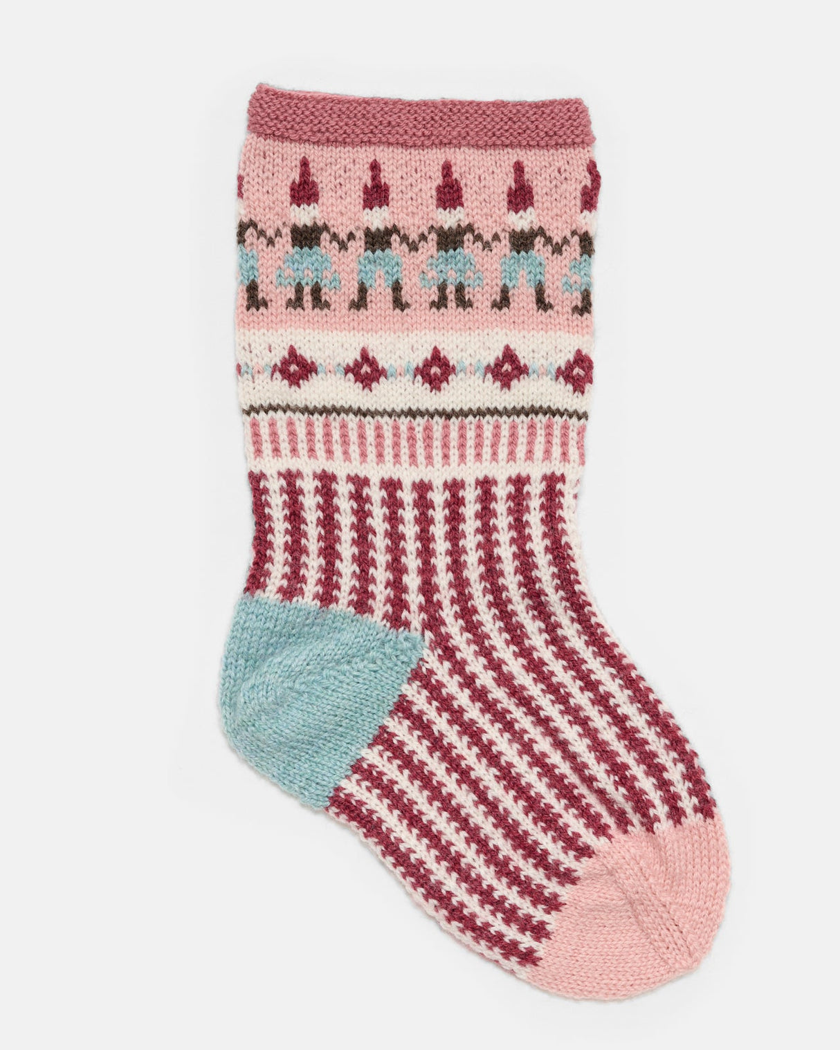 LF06 - Strikket julesok med nisseranke og mønster