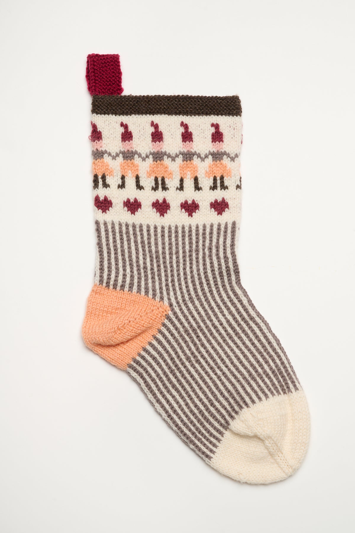 LF21 - Stor julesok med nisseranke i brun og koral