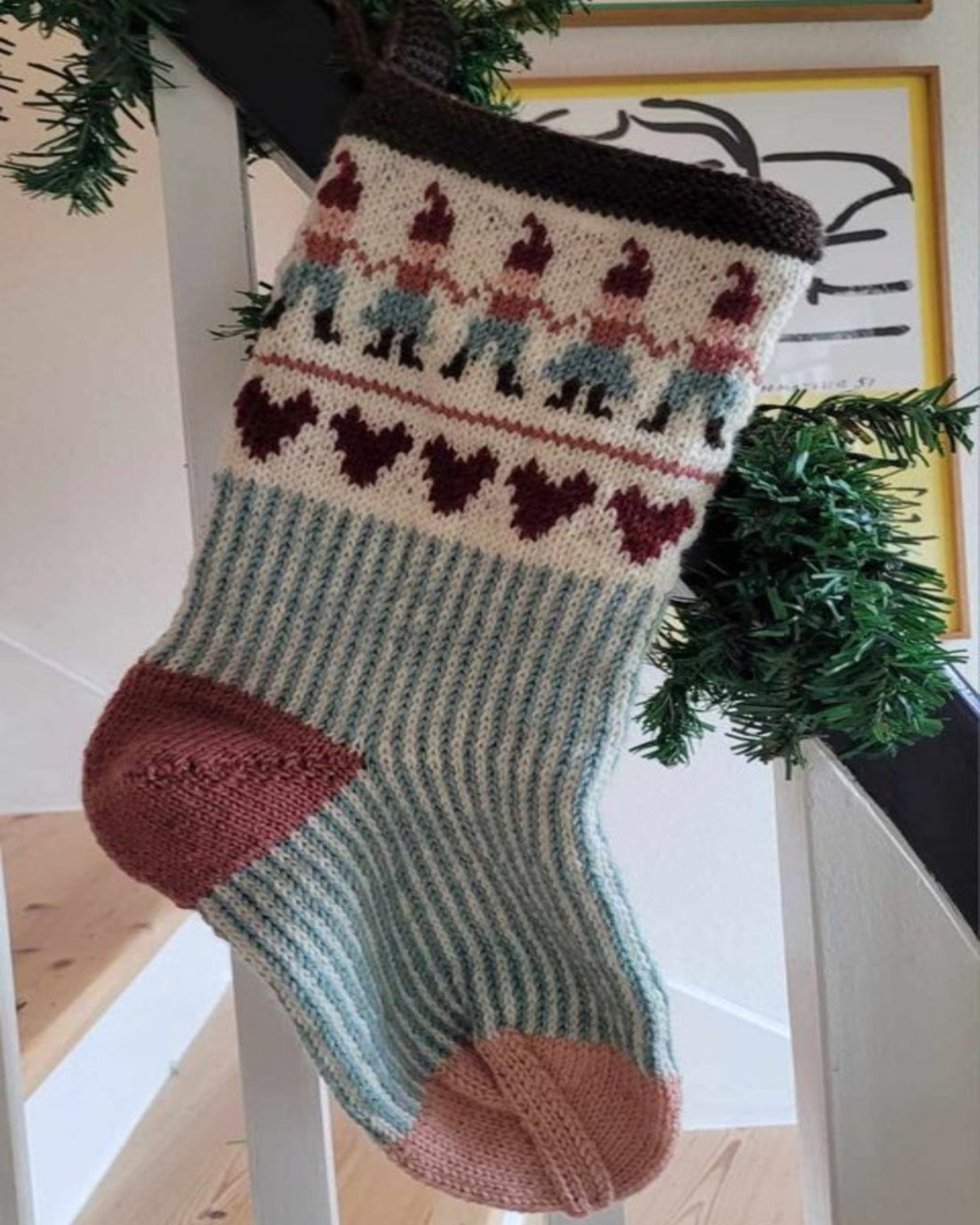 LF14 - Stor julesok med nisseranke i turkis og rosa Opskrift