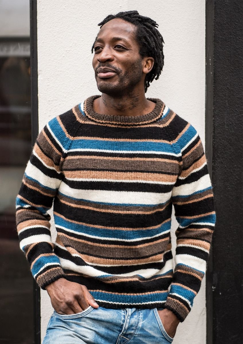 Stribet herresweater