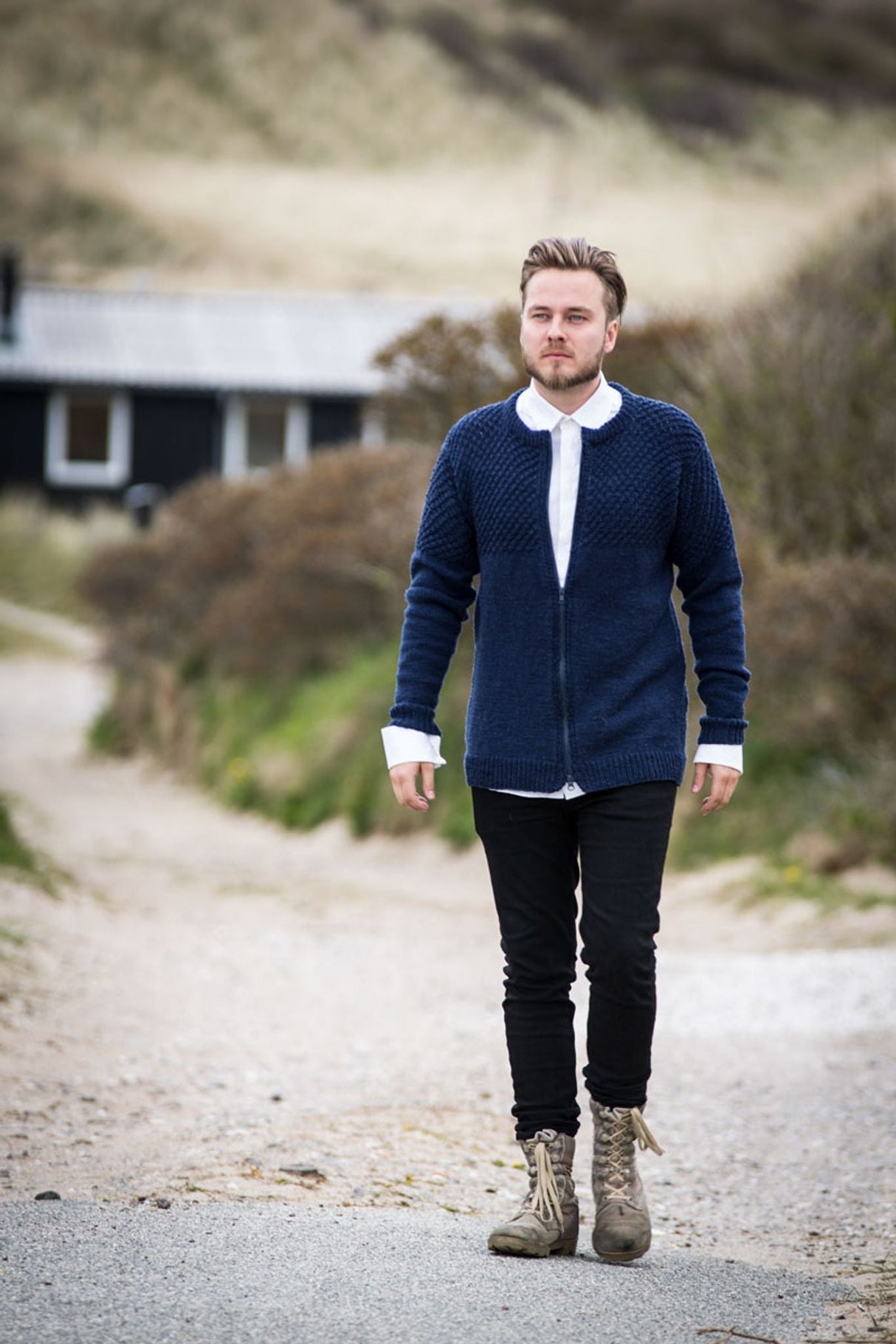 Herrecardigan med lynlås