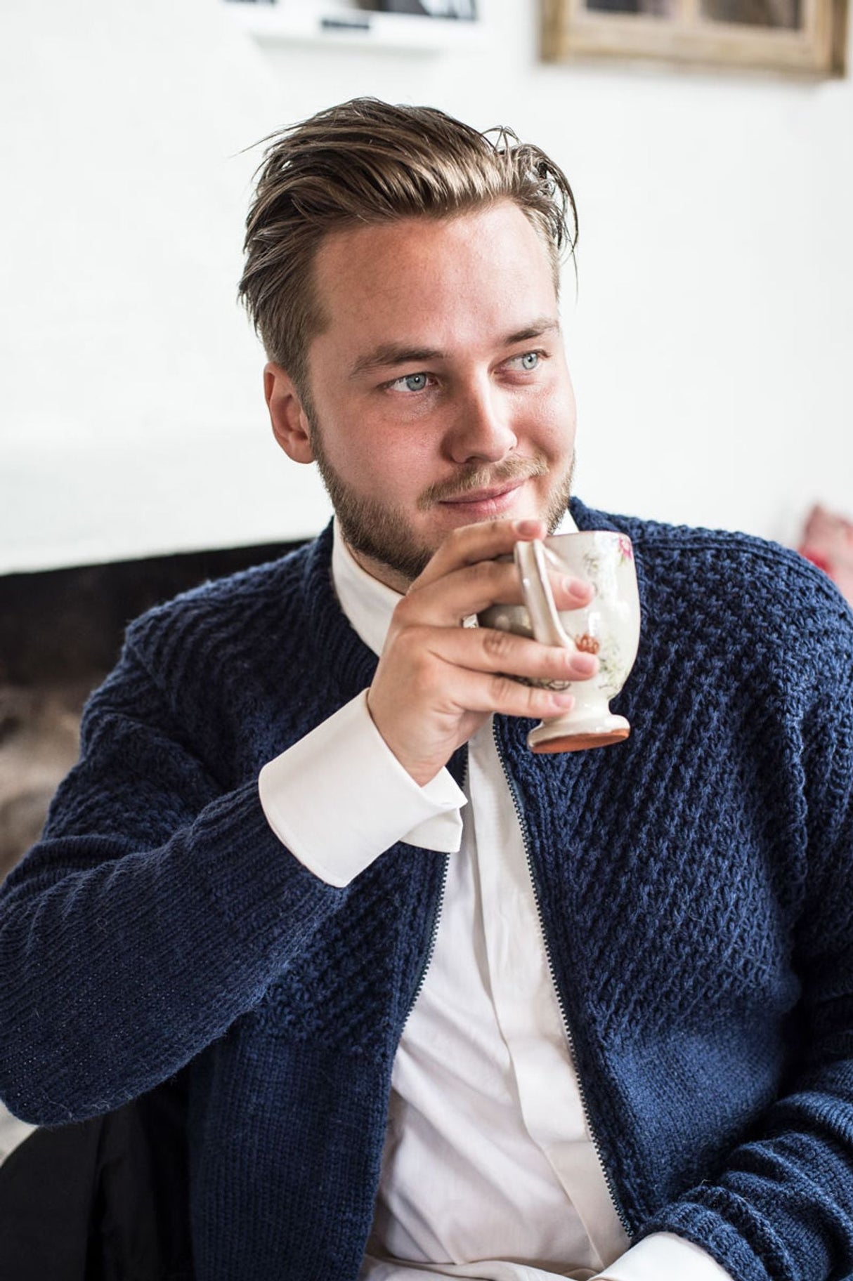 Herrecardigan med lynlås