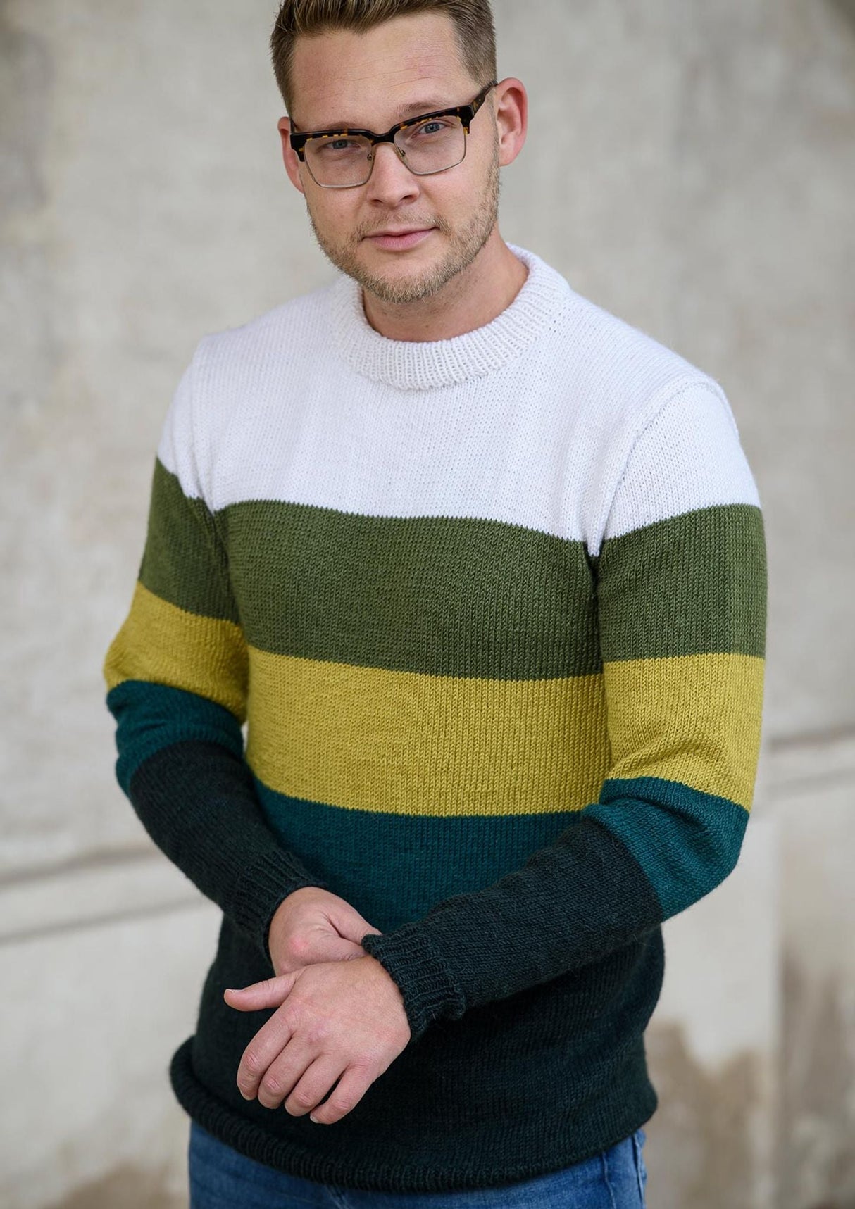 Herresweater med brede striber