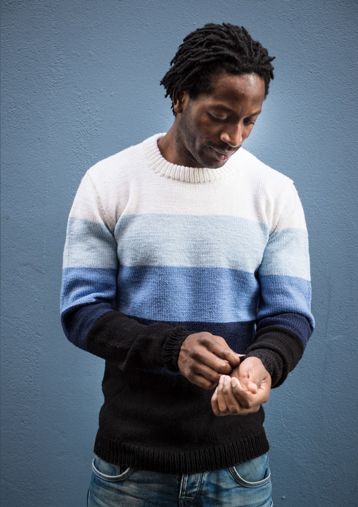 Herresweater med brede striber