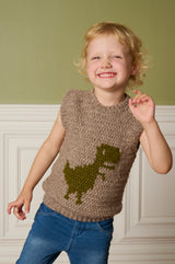 Hæklet slipover med dinosaur