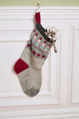 LF25 - Stor julesok med nisseranke i grå, rosa og turkis