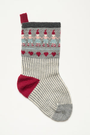 LF25 - Stor julesok med nisseranke i grå, rosa og turkis Opskrift