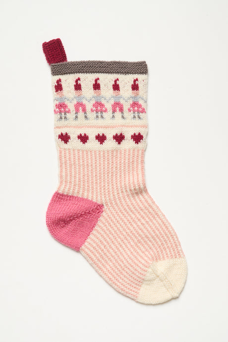 LF26 - Stor julesok med nisseranke i lyserød og mørk rosa