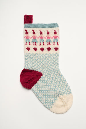 LF22 - Stor julesok med nisseranke i lyng og turkis Opskrift