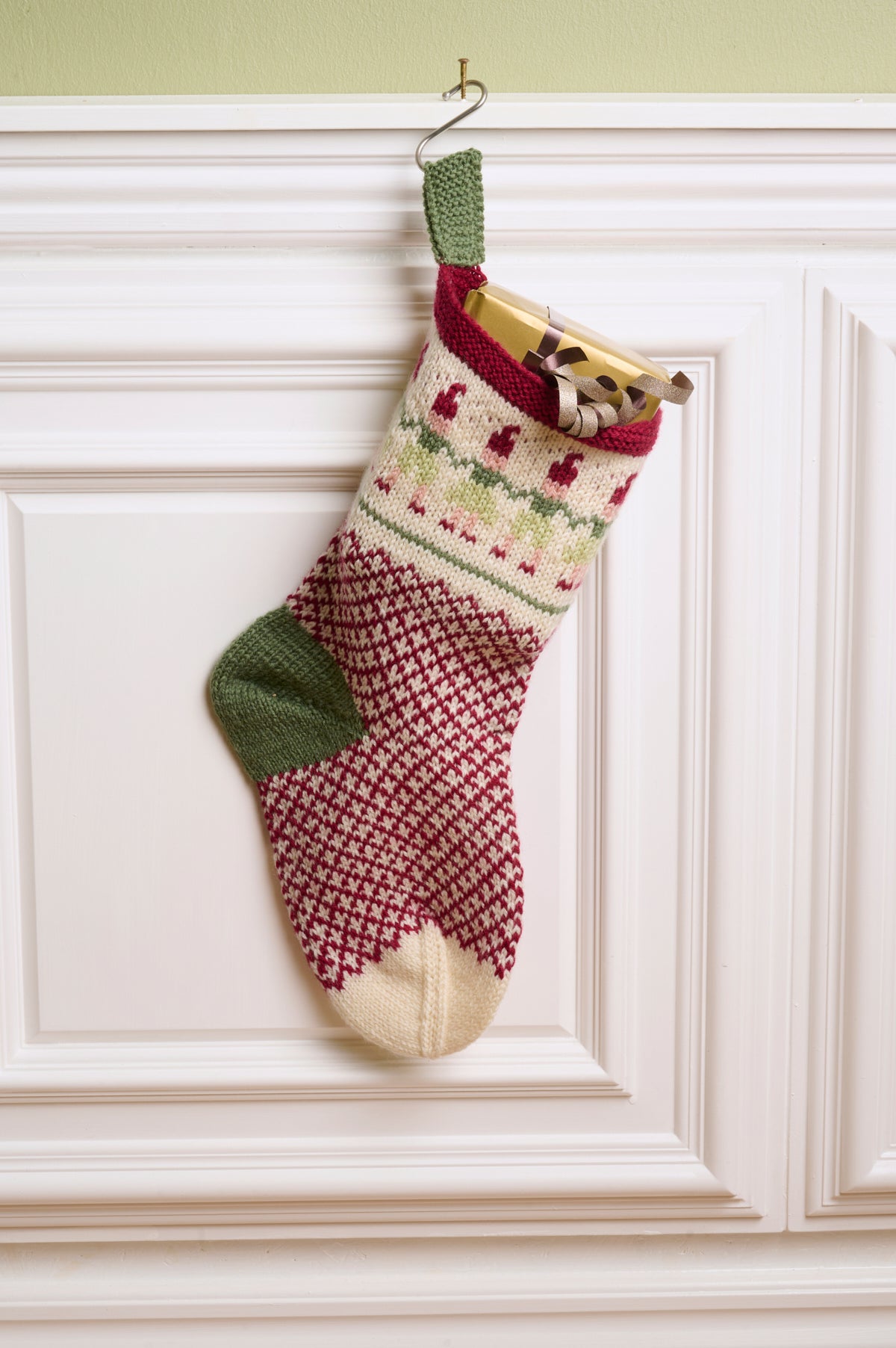 LF29 - Stor julesok med nisseranke i lys og mørk grøn